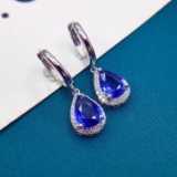 14k Gold 1.83 Ctw Natural Sapphire & Diamond Earrings