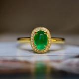 14k Gold 1.05 Ct Natural Emerald & Diamond Ring