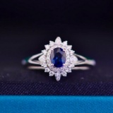 14k Gold 0.77 Ctw Natural Sapphire & Diamond Ring