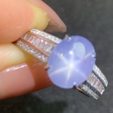14k Gold 2.65 Ctw Natural Sapphire & Diamond & Solitaire Ring
