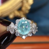 14k Gold 1.71 Ct Natural Paraiba Tourmaline & Diamond & Cocktail Ring