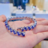 14k Gold 12.69 Ctw Natural Sapphire & Diamond Bracelet