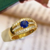 14k Gold 0.85 Ct Natural Sapphire & Diamond Ring