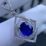 14k Gold 1.50 Ct Natural Sapphire & Diamond Pendant
