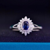 14k Gold 0.77 Ctw Natural Sapphire & Diamond & Cocktail Ring