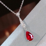 14k Gold 0.90 Ctw Vivid Red Natural Ruby & Diamond Pendant