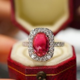 14k White Gold 3.70 Ctw Natural Tourmaline & Diamond Ring