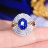 14k White Gold 2.76 Ctw Natural Sapphire & Diamond Ring