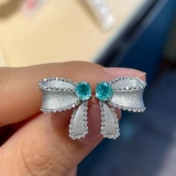14k White Gold 1.20 Ctw Natural Paraiba Tourmaline & Diamond Earrings