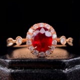 14k Rose Gold 0.65 Ct Natural Ruby & Diamond Ring