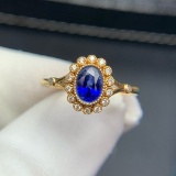 14k Yellow Gold 0.98 Ct Natural Sapphire & Diamond Ring