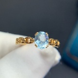 14k Yellow Gold 1.67 Ct Natural Aquamarine & Diamond Ring
