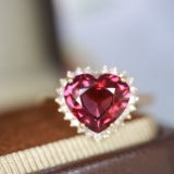14k Rose Gold 2.65 Ct Natural Tourmaline & Diamond Ring