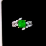 14k Rose Gold 2.13 Ctw Natural Emerald & Diamond Ring