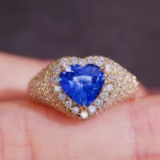 14k Rose Gold 2.38 Ctw Natural Sapphire & Diamond Ring