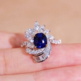 14k White Gold 2.60 Ctw Natural Sapphire & Diamond Ring