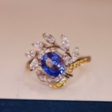 14k White Gold 1.63 Ctw Natural Sapphire & Diamond Ring
