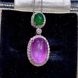 14k White Gold 4.70 Ctw Natural Star Sapphire & Diamond & Cocktail Ring
