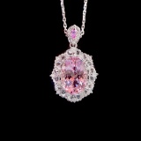 14k Gold 3.67 Ctw Natural Morganite & Diamond Pendant