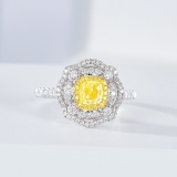 14k Gold 0.90 Ctw Natural Yellow Diamond & Diamond Ring