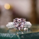 14k Gold 3.23 Ctw Natural Morganite & Diamond Ring