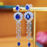 14k Gold 4.62 Ctw Natural Sapphire & Diamond Earrings