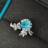 14k Gold 1.92 Ctw Natural Paraiba Tourmaline & Diamond Ring