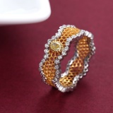 14k Gold 0.46 Ctw Natural Yellow Diamond & Diamond Ring