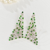 14k Gold 3.30 Ct Vivid Green Natural Tsavorite & Diamond Earrings