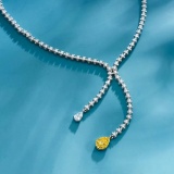 14k Gold 3.23 Ctw Natural Yellow Diamond & Diamond Necklace