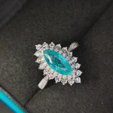 14k Gold 2.97 Ctw Natural Paraiba Tourmaline & Diamond Ring