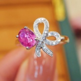 14k Gold 1.31 Ctw Natural Padparadscha Sapphire & Diamond Ring