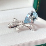 14k Gold 2 Ct Natural Aquamarine & Diamond Ring