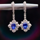 14k Gold 2.42 Ctw Natural Sapphire & Diamond Earrings