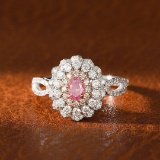 14k Gold 0.99 Ctw Natural Pink Diamond & Diamond Ring