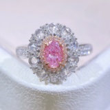 Gia Certified 14k Gold 1.00 Ctw Natural Pink Diamond & Diamond Ring