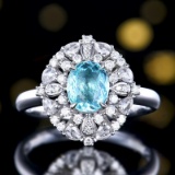 14k Gold 1.45 Ctw Natural Paraiba Tourmaline & Diamond Ring