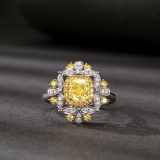 14k Gold 1.40 Ctw Natural Yellow Diamond & Diamond Ring