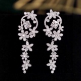 14k Gold 1.00 Ct Natural H Diamond & Flowers Earrings