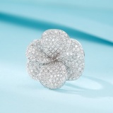 14k Gold 2.22 Ct Natural H Diamond & Flowers Ring