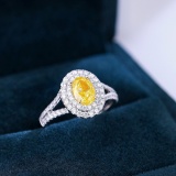 Gia Certified 14k Gold 1.71 Ctw Natural Yellow Diamond & Diamond Ring