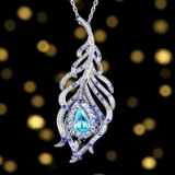 14k Gold 1.25 Ctw Natural Paraiba Tourmaline & Diamond Brooch/pendant