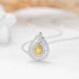 14k Gold 0.67 Ctw Natural Yellow Diamond & Diamond Necklace