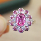14k Gold 2.20 Ctw Natural Padparadscha Sapphire & Diamond Ring