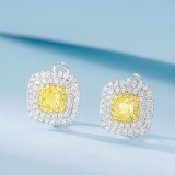 14k Gold 2.00 Ctw Natural Yellow Diamond & Diamond Earrings