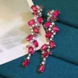 14k Gold 5.58 Ctw Natural Ruby & Sapphire Earrings