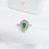 14k Gold 1.08 Ctw Natural Green Diamond & Diamond Ring/pendant