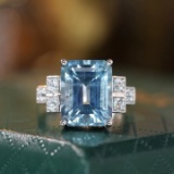 14k Gold 7.09 Ctw Natural Aquamarine & Aquamarine Ring