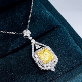 14k Gold 1.76 Ctw Natural Yellow Diamond & Diamond Pendant