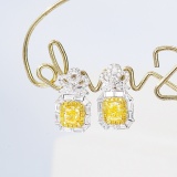 14k Gold 2.37 Ctw Natural Yellow Diamond & Diamond Earrings